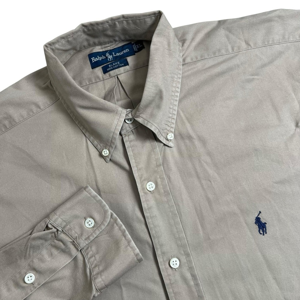 Ralph Lauren Mens XL Solid Brown Blake Long Sleeve Button Down Thick Shirt